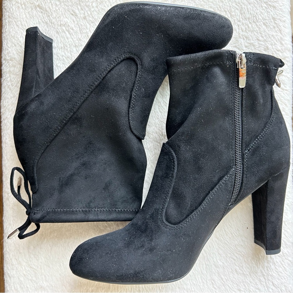 Marc Fisher Black Heeled Boots with Suede Finish
